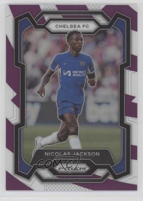 2023 Panini Prizm Premier League Purple & White Stripes 4/92 Nicolas Jackson uk2