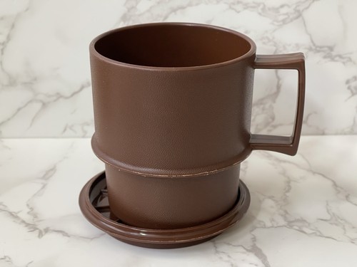 Vintage 4er Set Tupperware Ernte Farben Kaffeetassen Tassen mit Untersetzer Neu Neu NOS - Bild 7 von 21