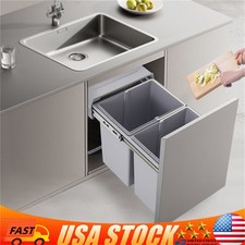 4.4Gal Under Cabinet Dual Pull-Out Trash Can Kitchen 20L Sliding Waste Bin Grey