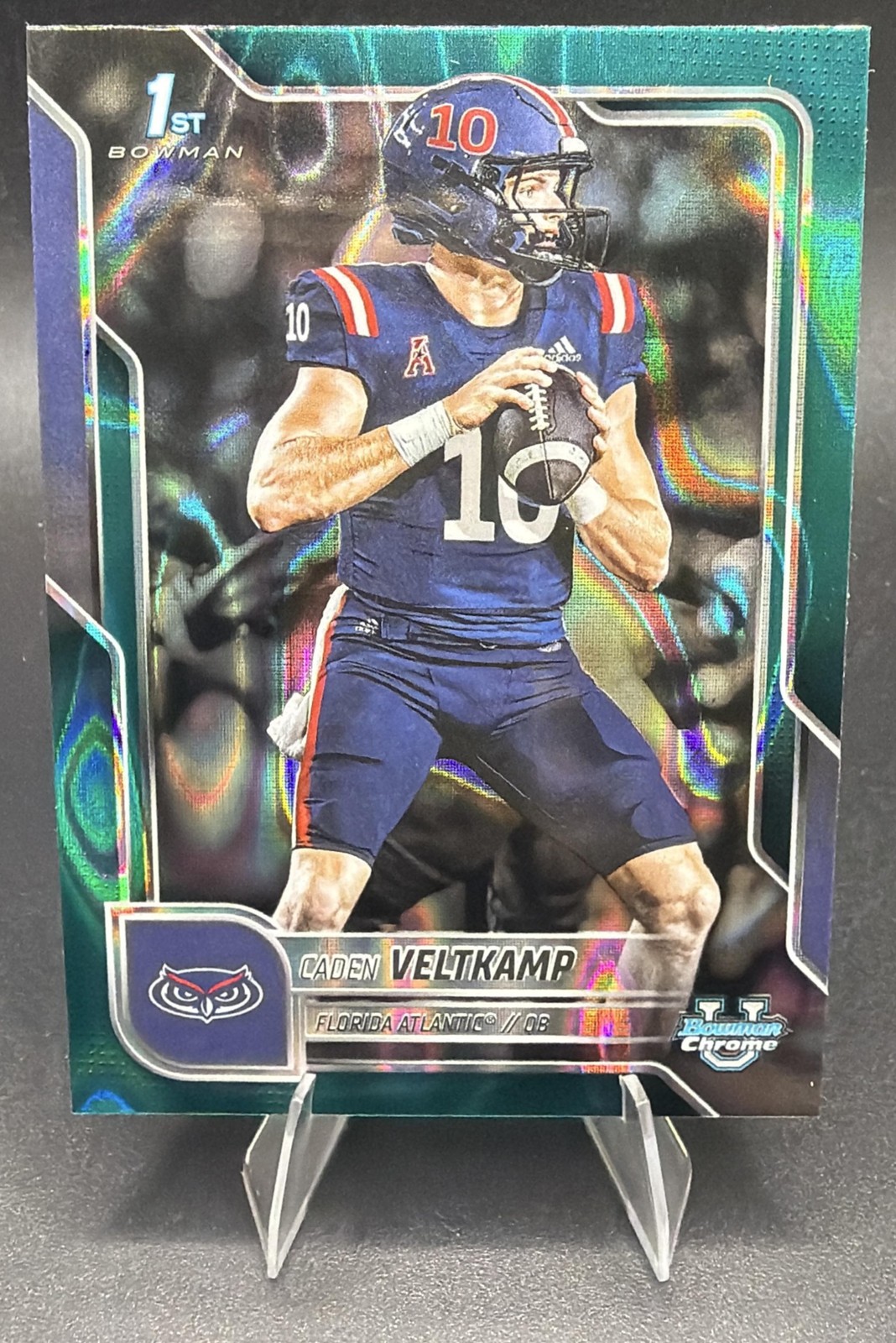 Caden Veltkamp 2025 Bowman Chrome University Green Teal Refractor 1st #41