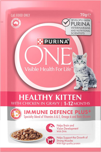 PURINA ONE Kitten Wet Cat Food Succulent Chicken in Gravy Pouch 12X70G - Picture 1 of 12