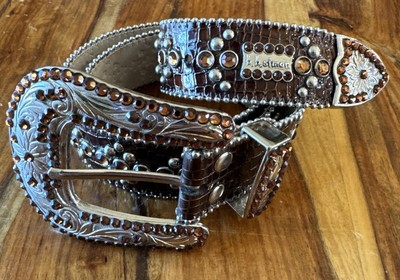 Vintage BB Simon Belt XL - Swarovski Crystals - Western Croc  display picture 2