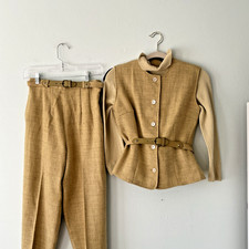 Vintage 1950s Joyce of Chicago Mid-Century Wool Vest  Trouser Set Original BELT