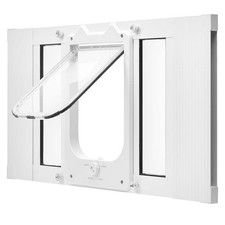 Adjustable Cat Window Door, 23 - 28 in, 4 Lock Modes, Aluminum Frame, Magnetic