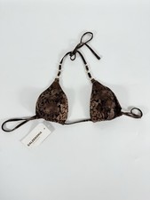 Calzedonia Bikini Top Snake Print Brown Triangle Swimwear Adjustable Tie UK 34