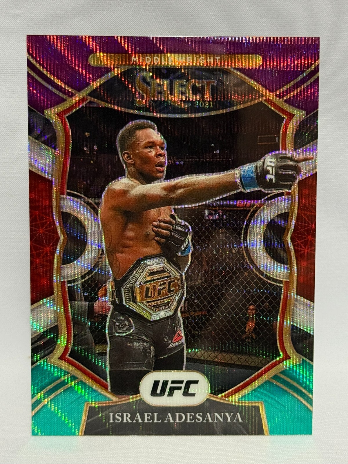 2021 Select UFC Israel Adesanya #64 Concourse Tri-Color Prizm