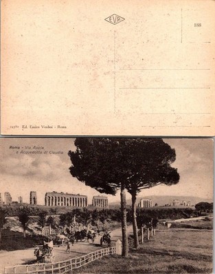 Enrico Verdesi Roma Via Appia Acquedotto di Claudio Postcard Unposted Sepia