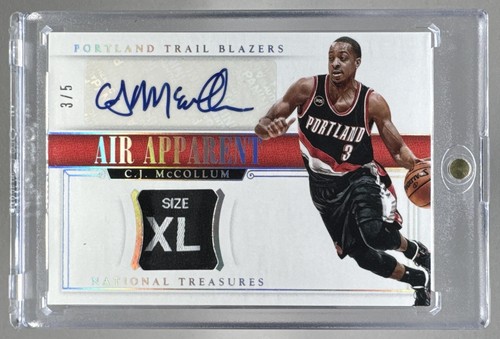 CJ McCollum 2014 National Treasures Air Apparent Prime Laundry Tag Patch Auto /5
