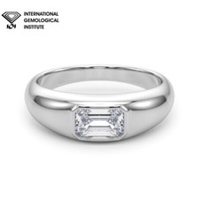 D/VS IGI Certified Emerald Cut Lab Grown Diamond Solitaire Engagement Ring