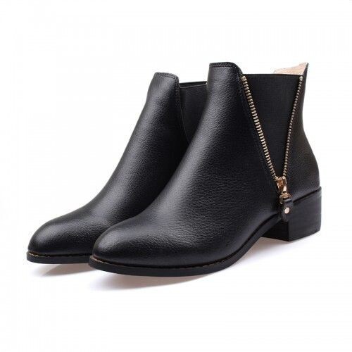 Snow Paw Ladies Womens Black Leather Merino Wool Winter Ankle