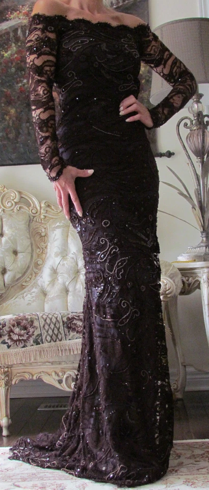 EMILIO PUCCI Pasarela Completo en Encaje, Vestido Largo Adornado It 40, EE. UU. 4-6, UK 8, XS-S Foto 2 de 4