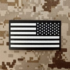 US American Reverse Flag Patch USA White Black Morale IR Hook Backing
