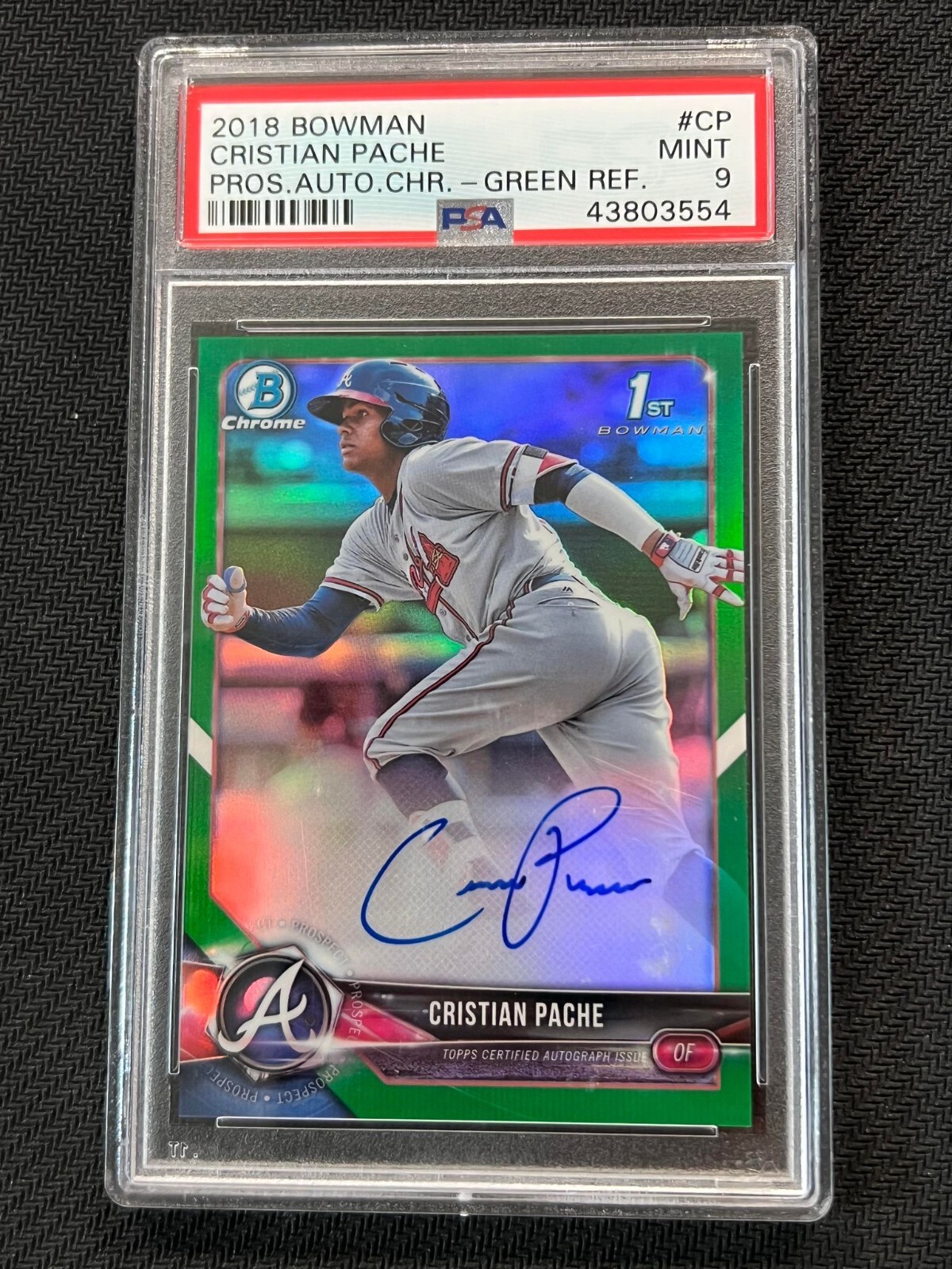 2018 Bowman Chrome Cristian Pache 1st Green Refractor Auto /99 PSA 9 10