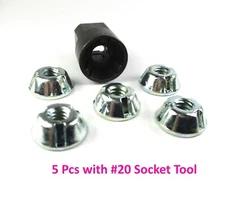 Tri-Groove 1/4" Tamper Proof Security Nut Anti-Theft Fasteners & #20 Socket Tool