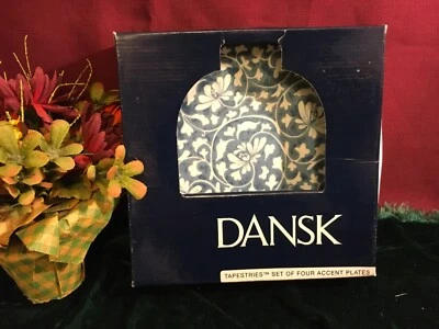 Set of 4 Dansk Tapestries Accent Plates NEW In Box with tags first quality