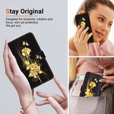 3D Bling Rose Wallet Phone Case For iPhone Samsung LG Sony Infinix Tecno Google