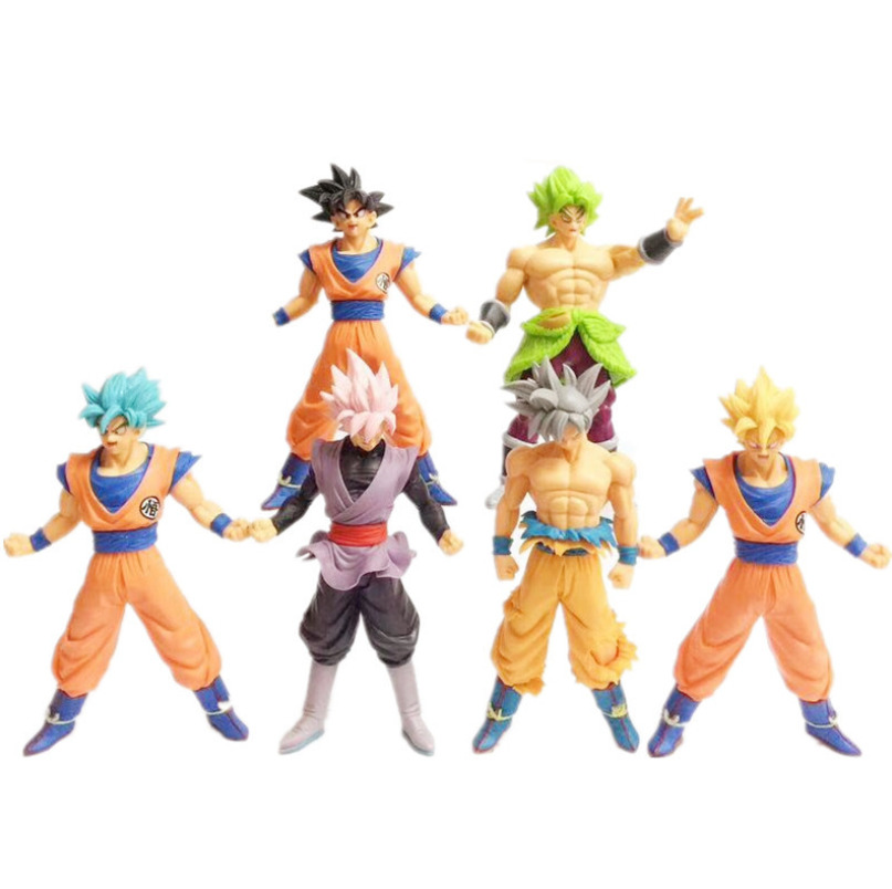 SeekFunning 6 pcs Dragon Ball Z Figures Set: Super Saiyan Goku Son Blue  Gokou Vegeta & Broly Action Figures 