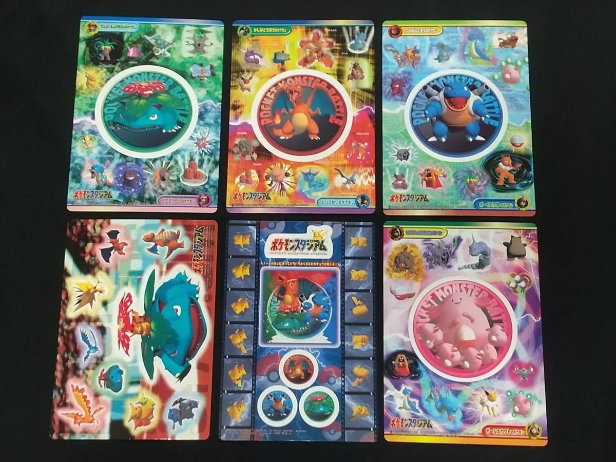 6 Full Set Pokemon Stadium Jumbo CarddassW Unpeeled Sticker 1999