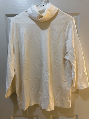 Isaac Mizrahi Live! Essentials Boxy Knit Turtleneck Top-Ivory-1X-NEW-A390351