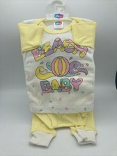 Vtg 80  s Beach Baby Outfit Yellow Pastels Pink Shirt Pants Bloomer 0 - 6 months