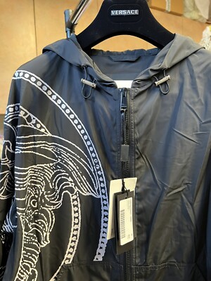 Versace Men's Black Medusa Hooded Windbreaker, Brand Size 46 | eBay