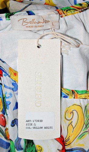 Abito lungo con cintura BELLAMBRA Airy chiffon misto seta stampa limone siciliano 52" L/XL - Foto 16 di 18