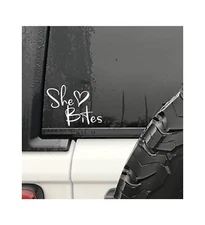 SHE BITES VINYL DECAL CAR TRUCK WINDOW BUMPER STICKER FUNNY JOKE COOL