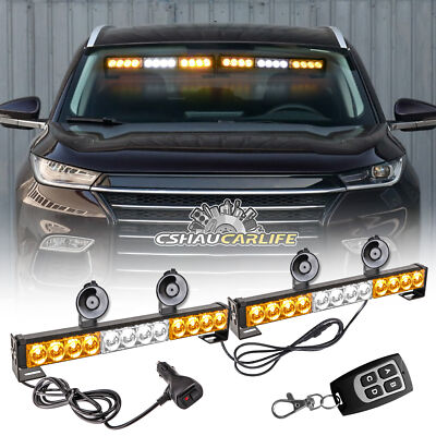 Amber White Mix LED Flashing Emergency Traffic Warning Wireless Remote Light Bar