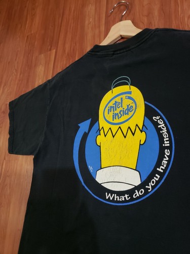 Intel Inside Simpsons Shirt Medium Homer Vintage 90s Matt Groening Black vintage - Picture 7 of 8