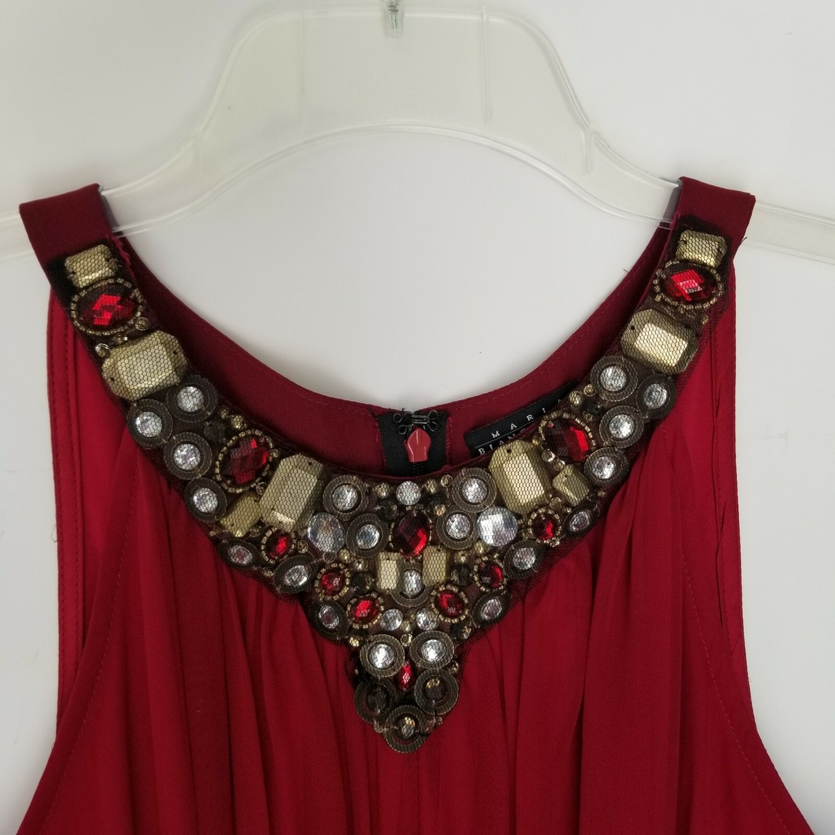 maria bianca nero red dress Maria Bianca Nero Silk Dress Womens Medium Red Knee Length Sleeveless Cocktail