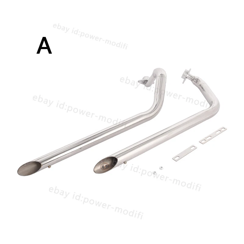 For Yamaha XV750 XV1100 Virago 700 750 Full System Mufflers Black Exhaust Pipe - Image 2 of 4