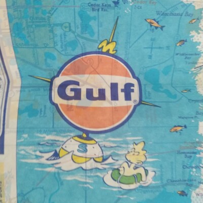 Gulf Oil Company Florida Tour Guide Vacation Map Fishing Large Vtg