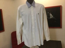 Polo Ralph Lauren Mens White Shirt. Nice Striped Collar Accent. Size XL