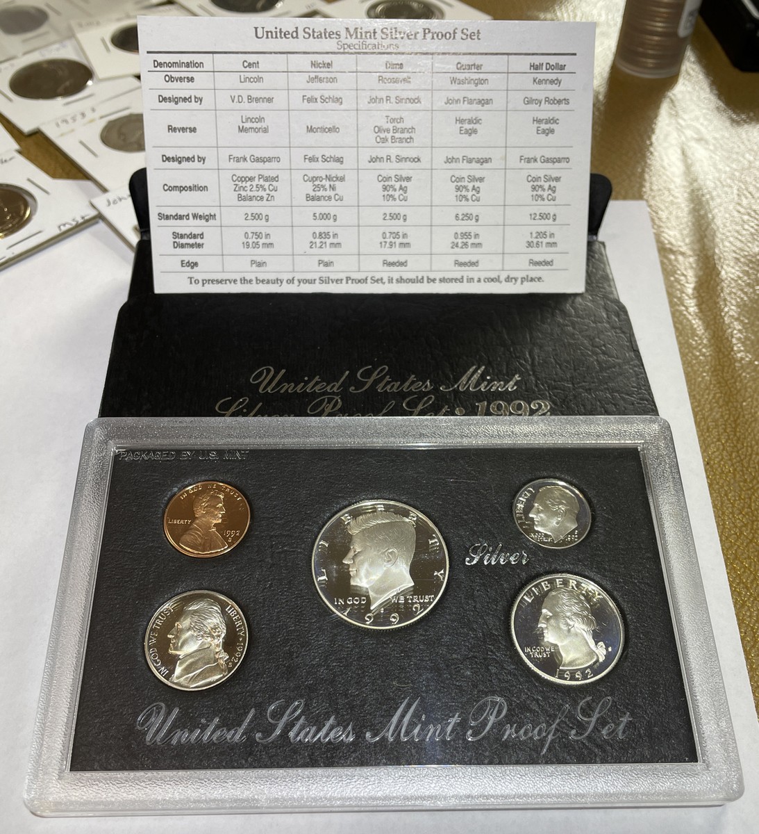 1992-S US SILVER Proof Set 5 Piece Set in Original U.S Mint