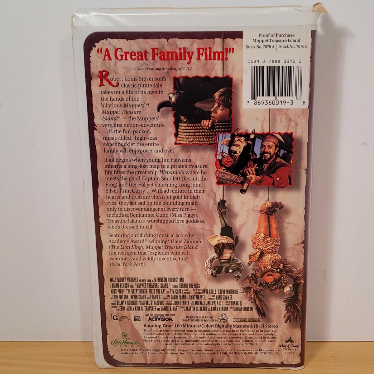 Muppet Treasure Island (VHS, 1996) Walt Disney Jim Henson Tim