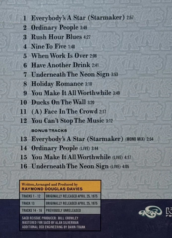 Soap Opera by The Kinks (Super Audio CD (SACD), 2005) Brand New Hybrid SACD - Image 4 of 4