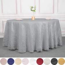 120" Accordion Crinkle Taffeta Round Tablecloth Wedding Party Home Decorations