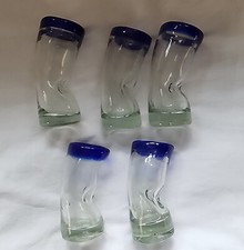 MEXTEQUIL - Vaso de chupito de tequila mexicano soplado a mano - Juego de 5 2 oz - Doblado