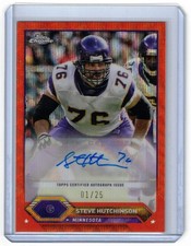 2023  Topps Chrome Autographs Steve Hutchinson Orange Wave Auto /25 Vikings HOF