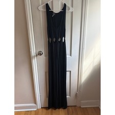 Sparkle & Fade Black Open Waist Cutout Tie Maxi Dress S