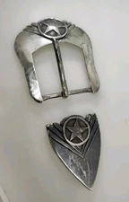 Randell Moore Sterling Silver 2 Piece Big Star Design Belt Buckle Set Retired