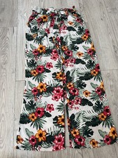 Guess Floral Wide Leg Pants Women  s Size Small Tropical Tie Waist