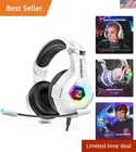 All-in-One Wired Gaming Headset with Noise-Cancellation & 50mm Drivers - White