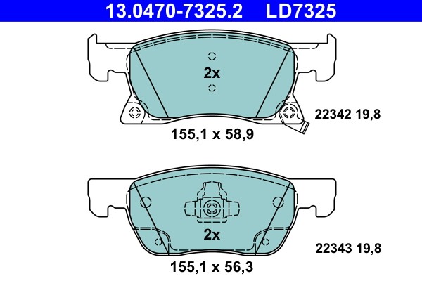 1X Ate 13.0470-7325.2 Bremsbelagsatz Scheibenbremse FüR Opel Vauxhall Chevrolet-image