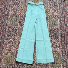 VTG 60s 70s JCPenney Seafoam Green Wide Bell Flare Pants High Buckle 24x31 USA