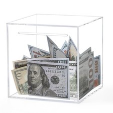 Clear Acrylic Piggy Bank Adults Kids, Clear Money Saving Box Must Break to Open