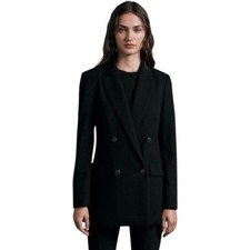 NWT Rag Bone ICONS Andie Classic Fit Twill Wool Blend Black Blazer Size 4