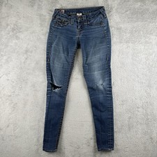 True Religion Jeans Womens 25 Blue Distressed Made in USA
