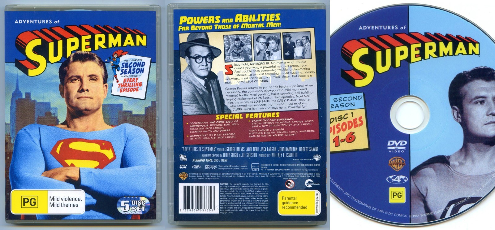 DVD Box Set Adventures Of Superman: The Complete Second Season 5 Discs (1951) EX
