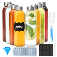 Brajttt Glass Juice Bottle with Lids,16oz Juicing Bottles Reusable, Clear... 